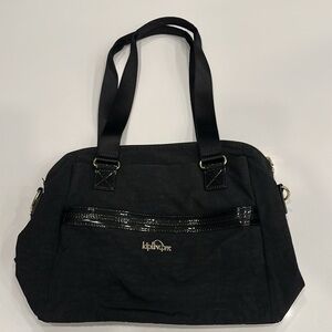 Kipling Black Nylon and Patent Shoulder Bag